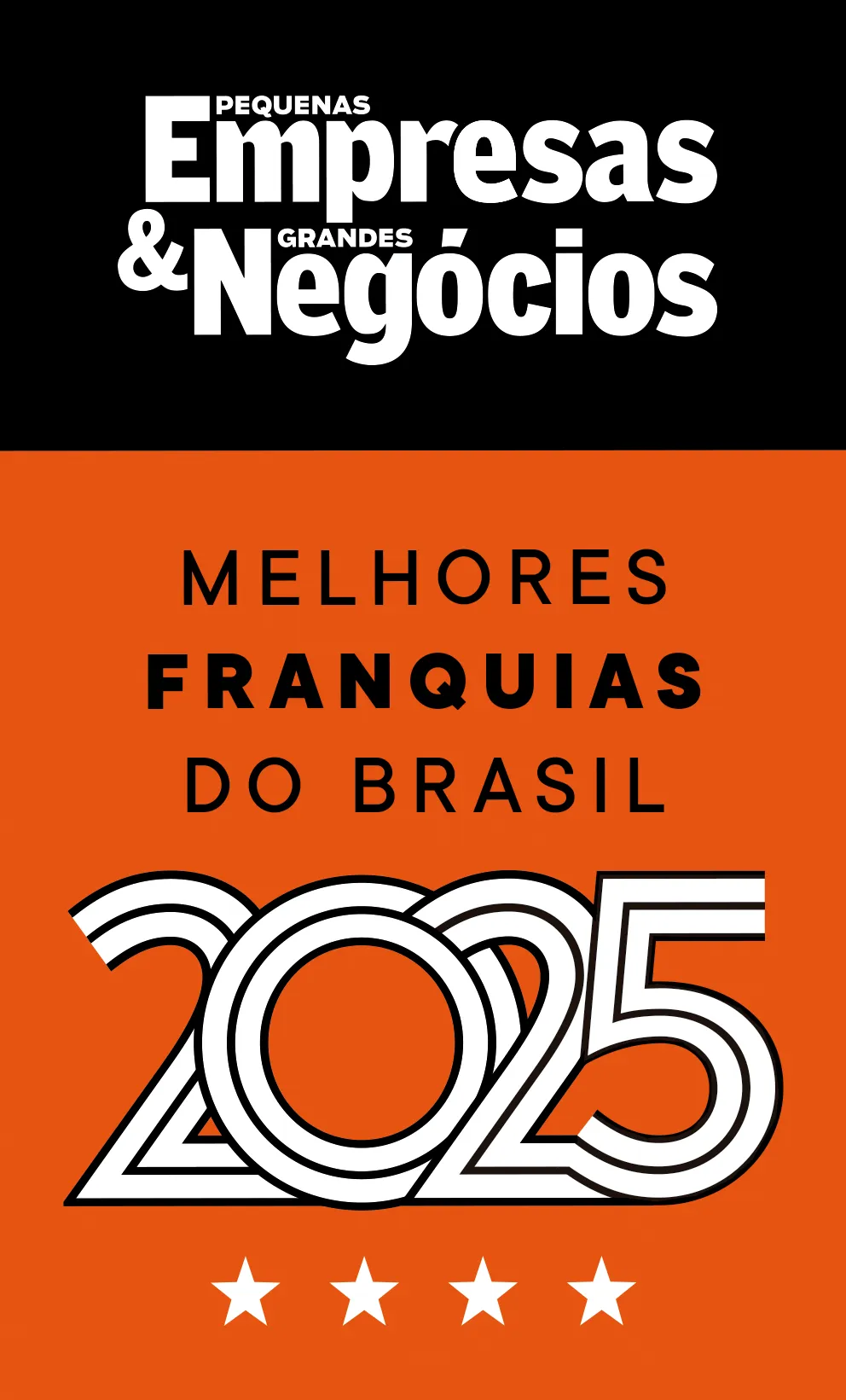 Selo Melhores Franquias do Brasil 2025, da revista Pequenas Empresas & Grandes Negócios, da rede CotaFácil